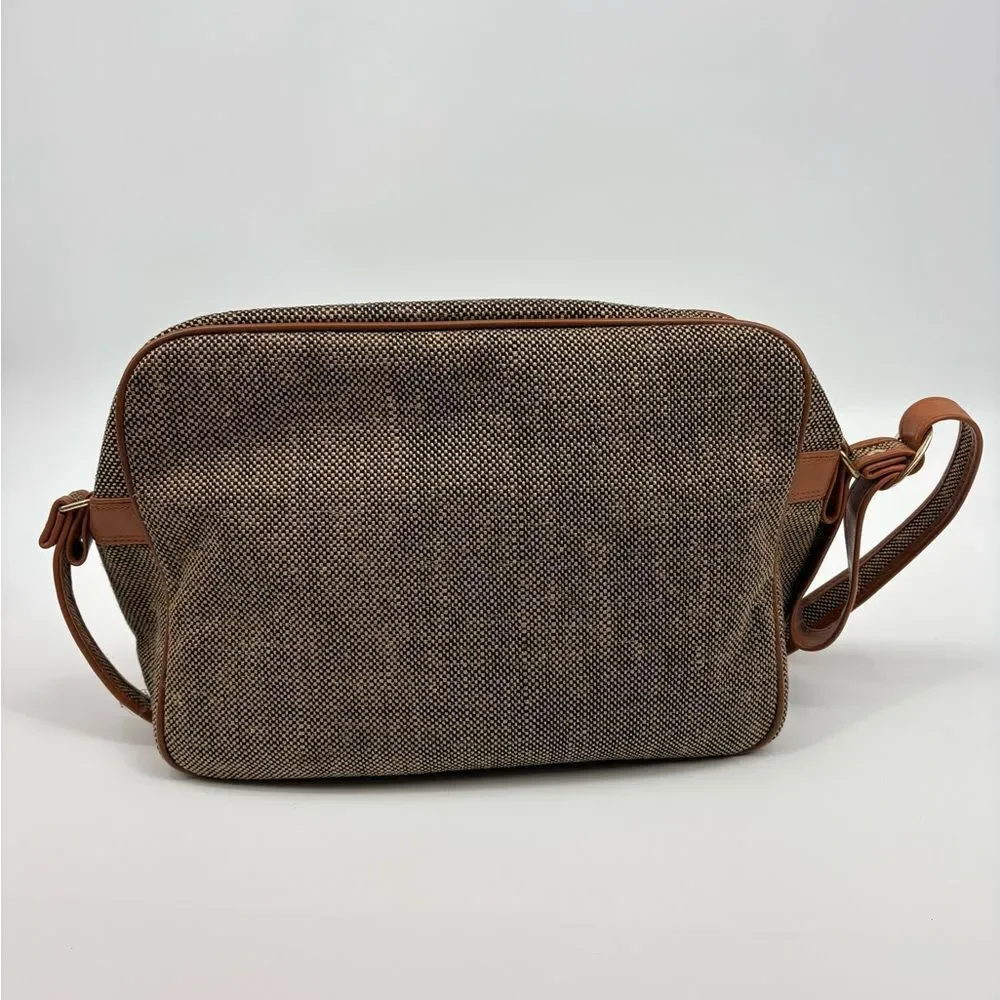 Samsonite Shoulder Bag Briefcase Laptop Travel Tan Zip Closure Footed Carry On